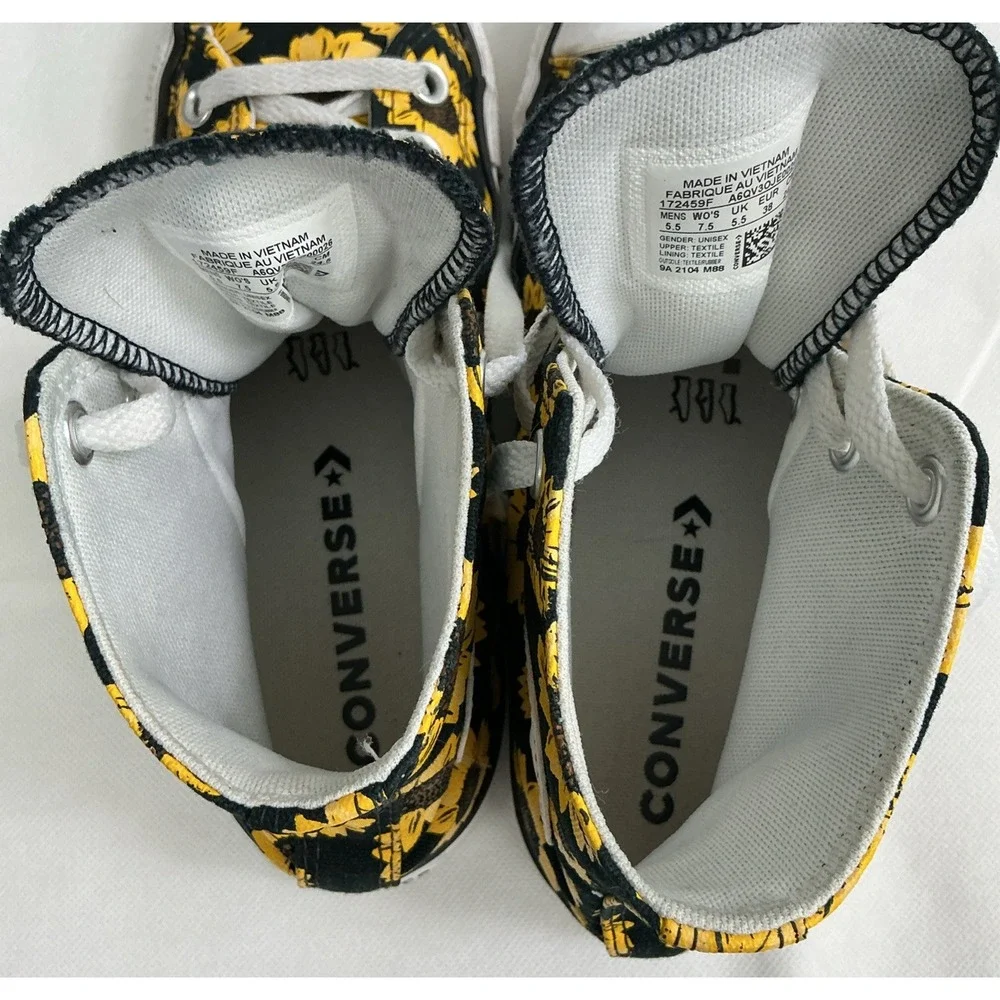 Converse Chuck Taylor All Star High Top Sunflower Sneakers Sz 7.5 Boho Festival